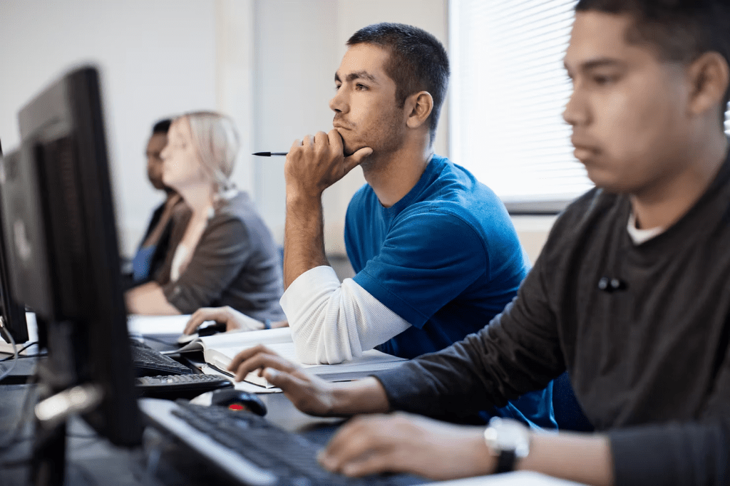 A person looking at screen
